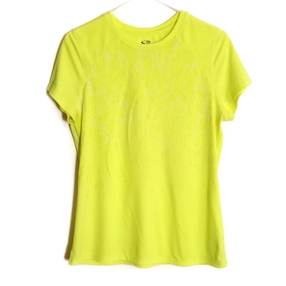 C9 by Champion Tops - Champion C9 Duo Dry short sleeve crew neck neon yellow t shirt size large